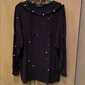 Zara hooded knit sweatshirt.